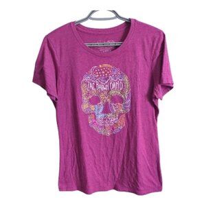 Zac Brown's‎ Southern Ground 2017 Tour Band T-Shirt Pink/Purple Skull Size Large